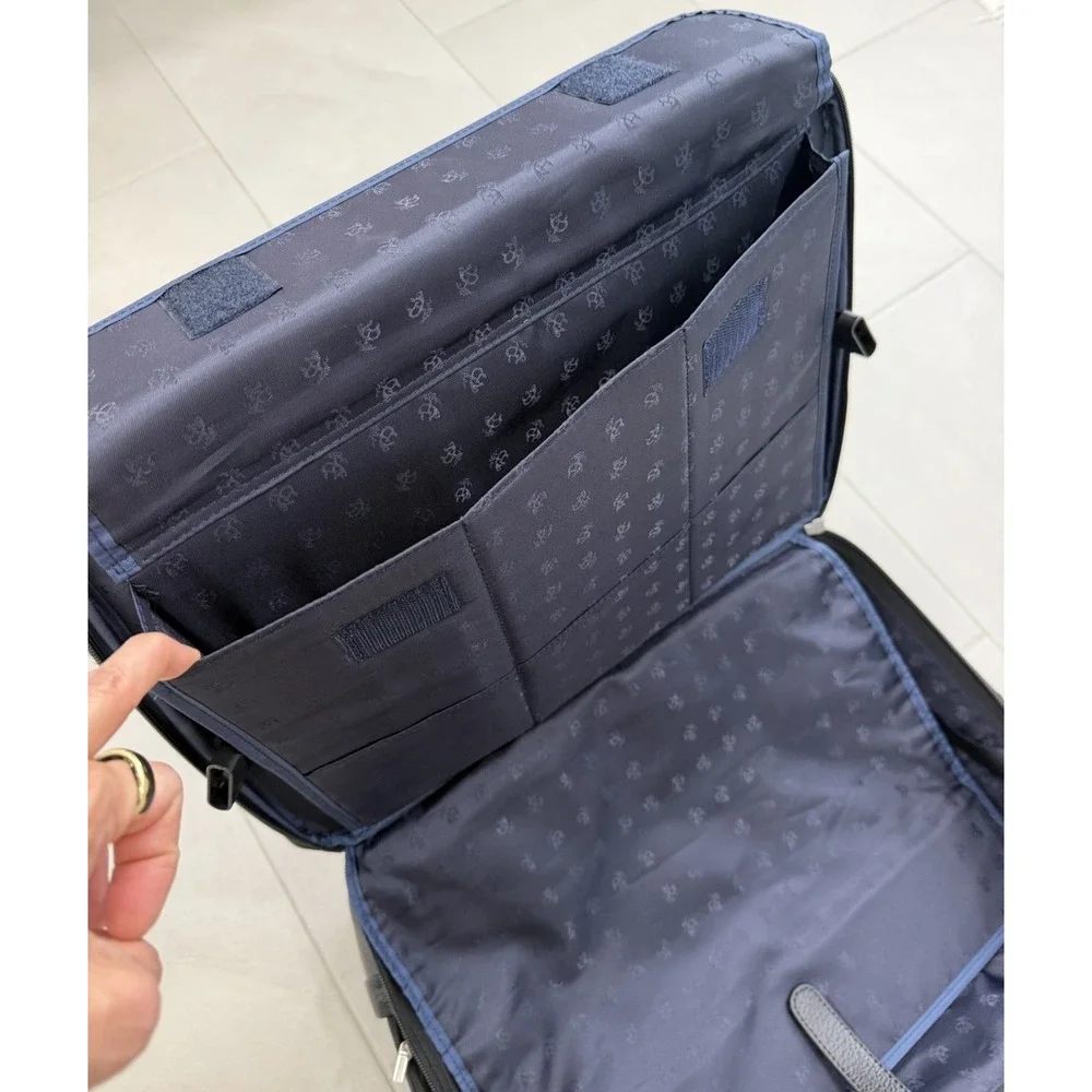 Brooks Brothers Business Case Black Leather Rolling Carry-on 18